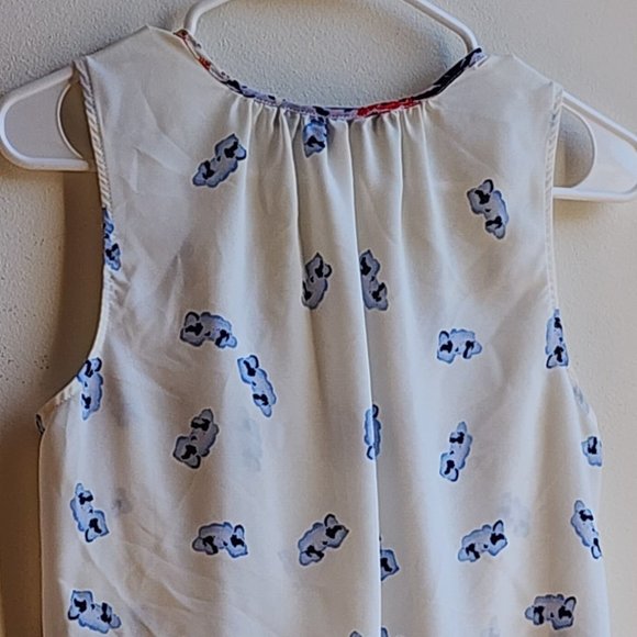 Rose & Olive White/Navy/Red Floral Sleeveless Blouse Size Small - Picture 9 of 12